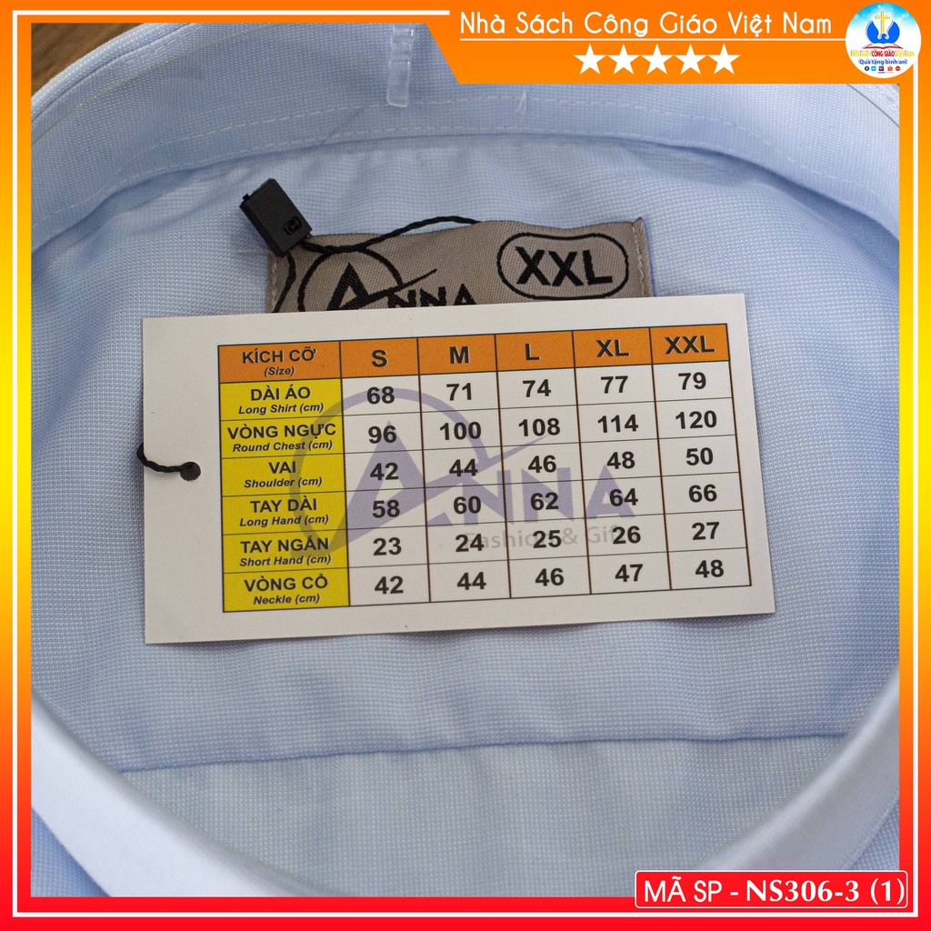 Áo sơ mi cổ côn linh mục ngắn tay xanh nhạt PP0320 Quà tặng  Lễ quan thầy, truyền chức, sinh nhật cha xứ_thumbnail_1