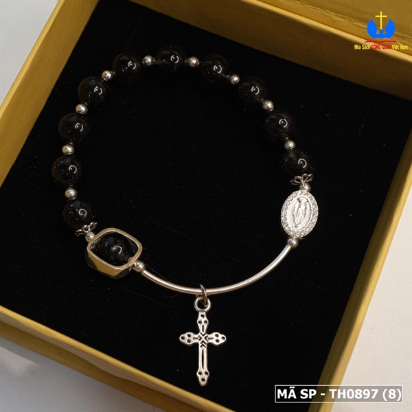 Vòng Mân Côi đá thạch anh tóc đen 10ly thiết kế_thumbnail_2