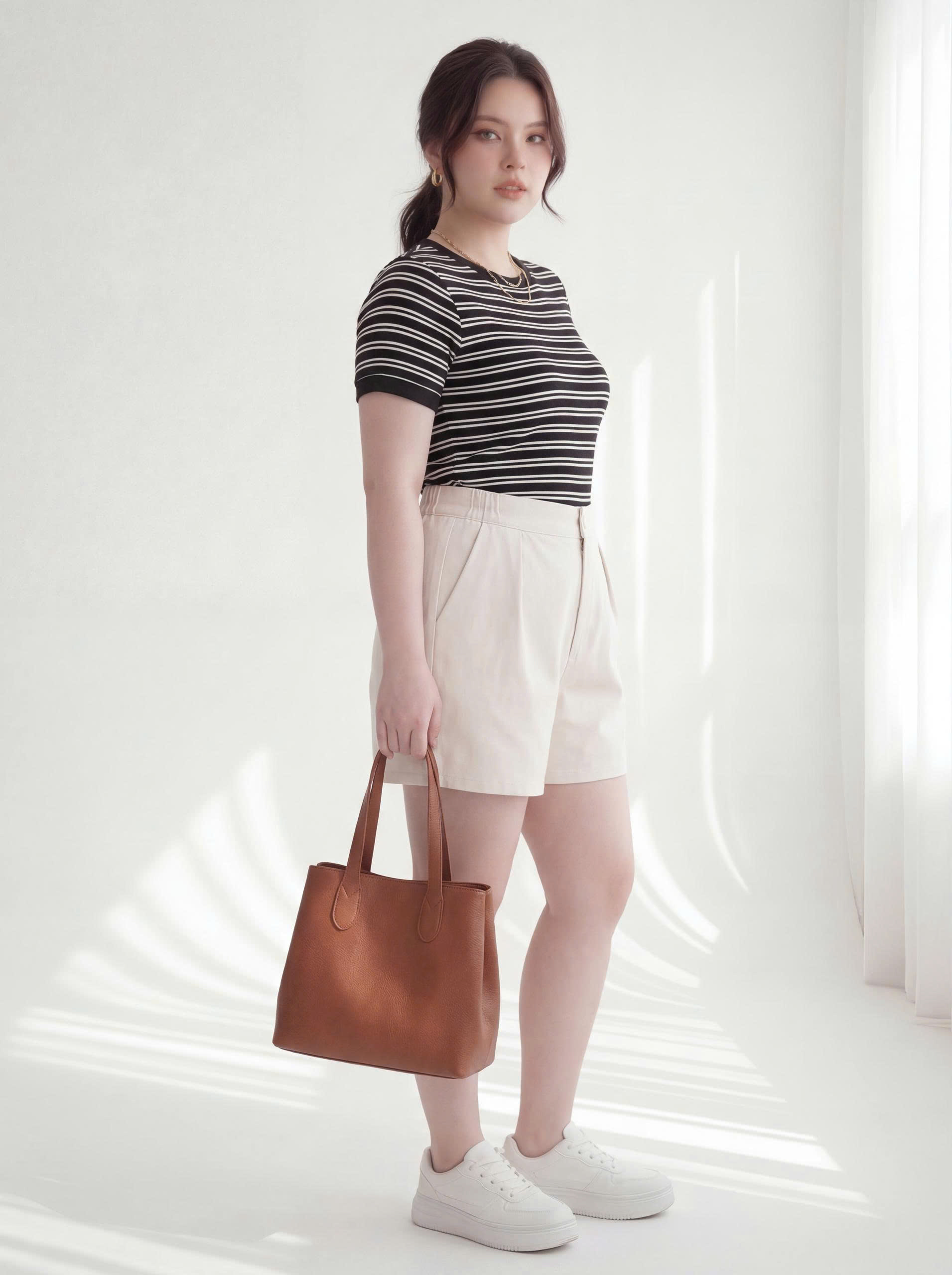 BIGSIZE NỮ - Áo thun sọc form basic V-AK096