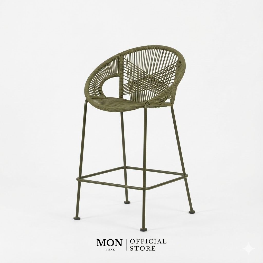 GHẾ BAR THẤP NGOÀI TRỜI ARTICLE KASIKO TURMERIC XANH RÊU