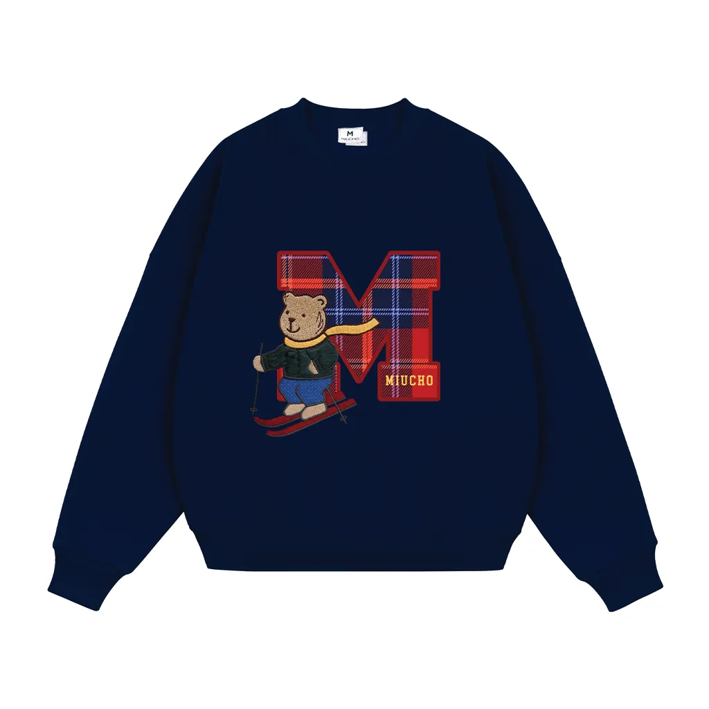 Áo Sweater boxy unisex Miucho nỉ 2 da cao cấp thấm hút tốt chuẩn form chữ M gấu teddy 2791_thumbnail_10