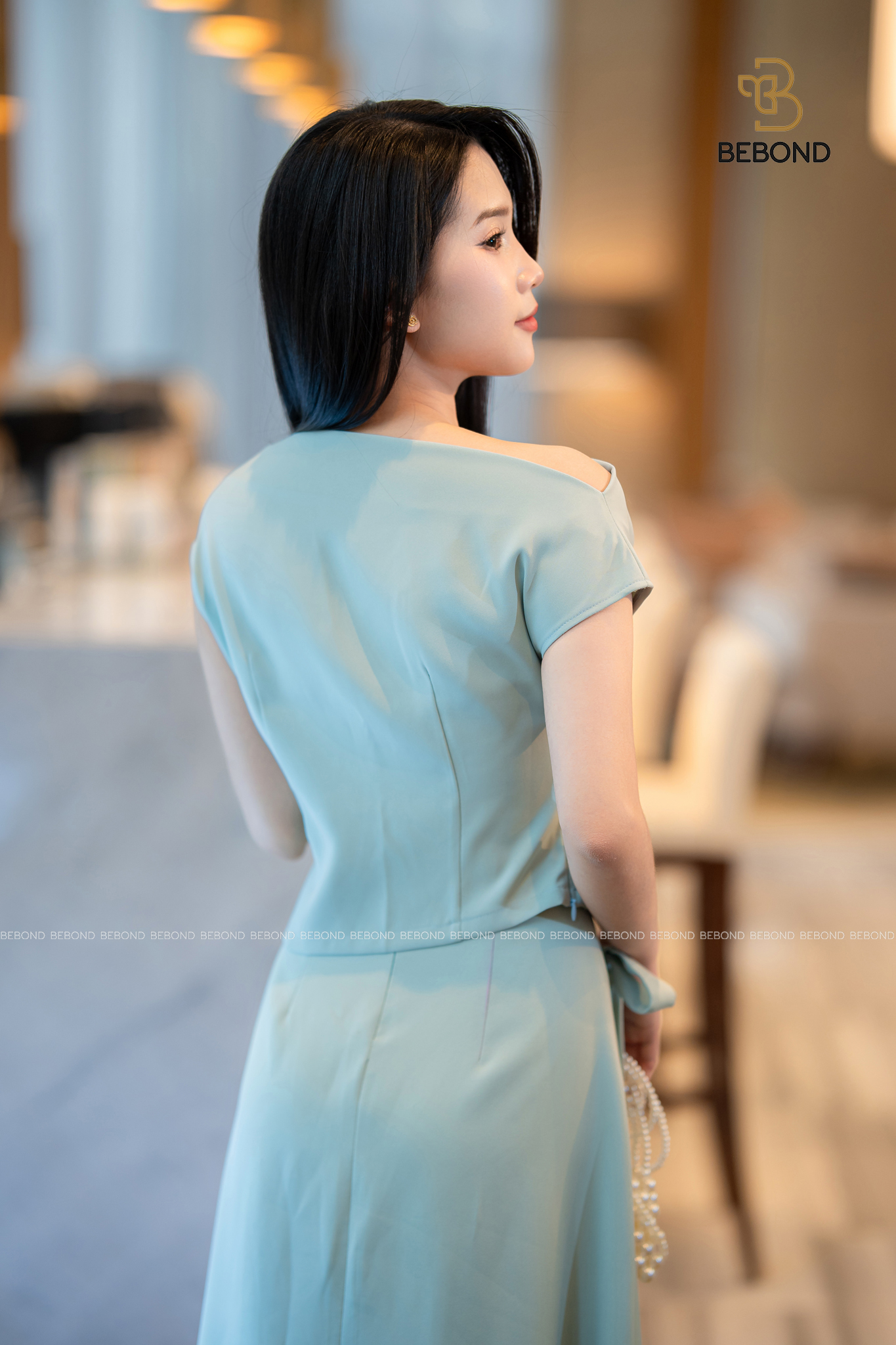 Áo trễ vai tay hến DELLA màu XANH_thumbnail_7