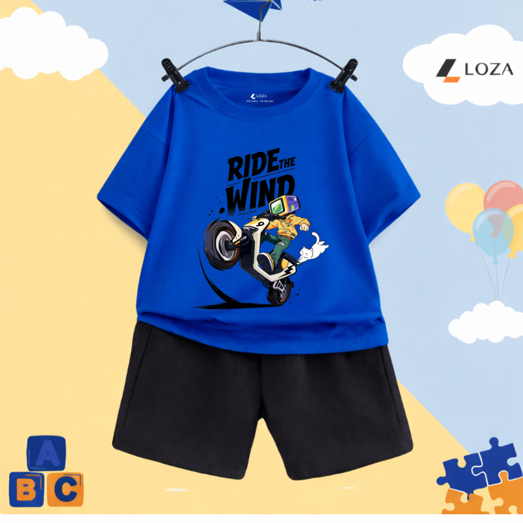 Set đồ bé trai hình RIDE THE WIND - Loza Kids SB603_thumbnail_4