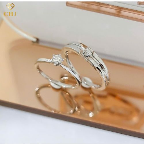 Cặp Nhẫn Cưới Kim Cương Vàng 14K CHJ512_thumbnail_0