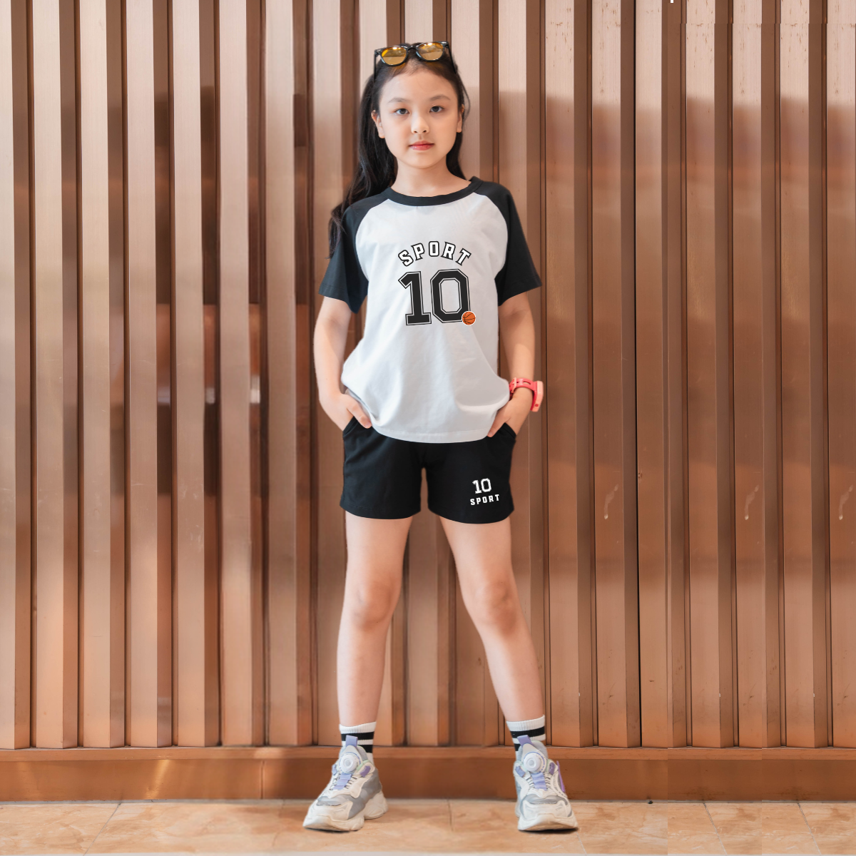 Bộ quần áo bé gái phối màu in số 10- Loza FB153_thumbnail_3