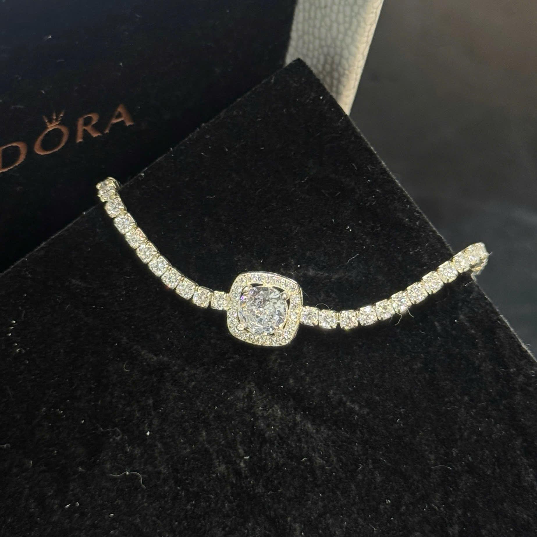 Vòng tay bạc xi kim dây đá charm đá vuông lớn_thumbnail_1