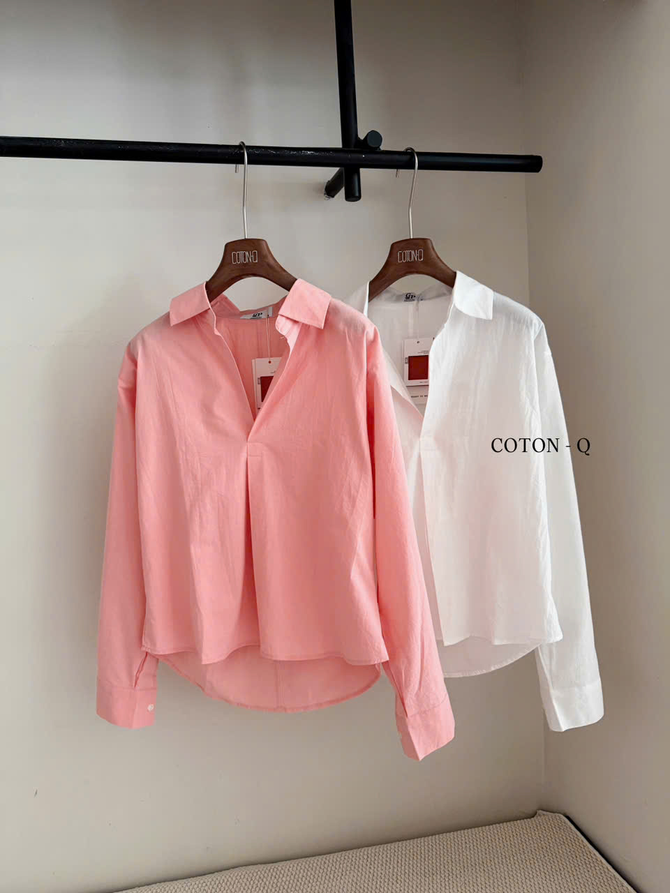 Áo somi tay dài phối kiểu ( HỒNG CAM )_thumbnail_0