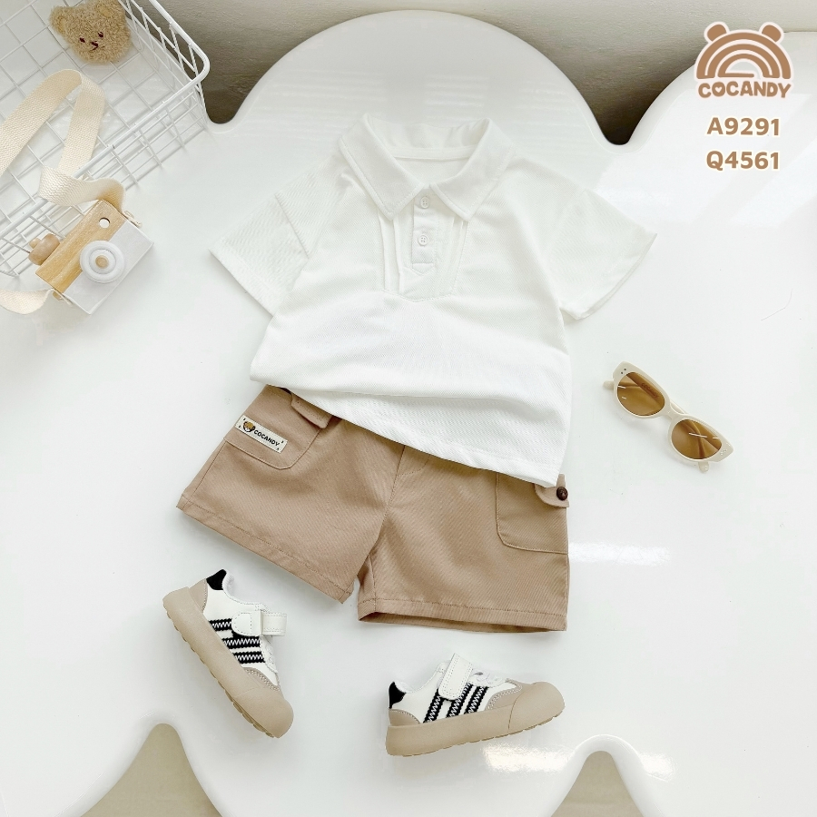 Quần cộc kaki NÂU túi ốp 2 bên phối logo_thumbnail_2