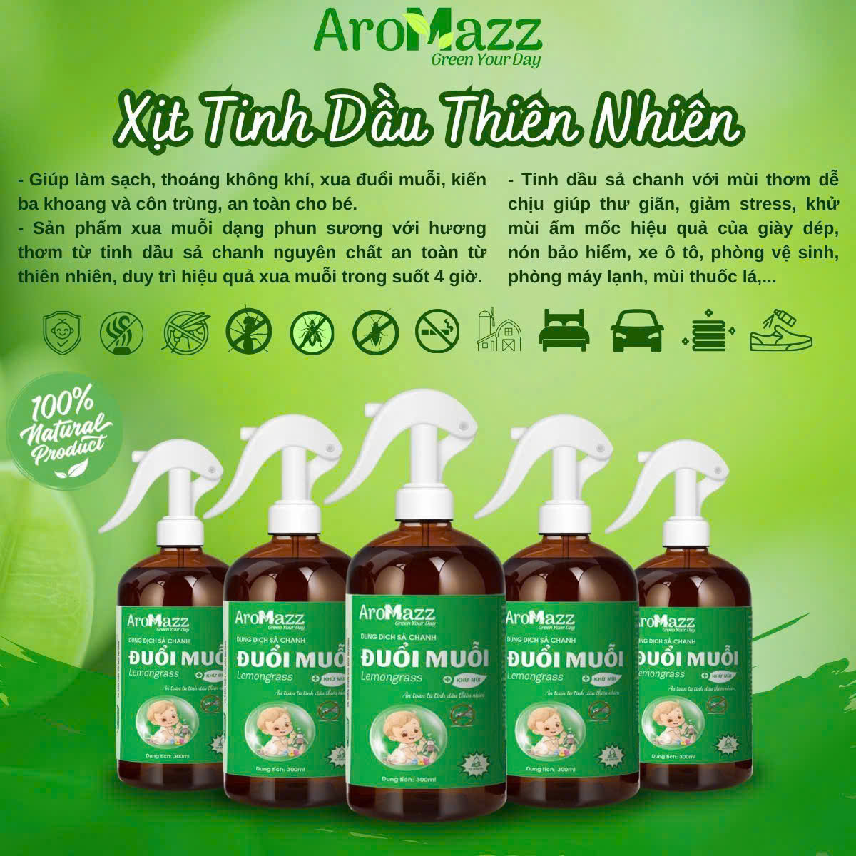 Combo 2 Bình Xịt ĐUỔI MUỖI AroMazz