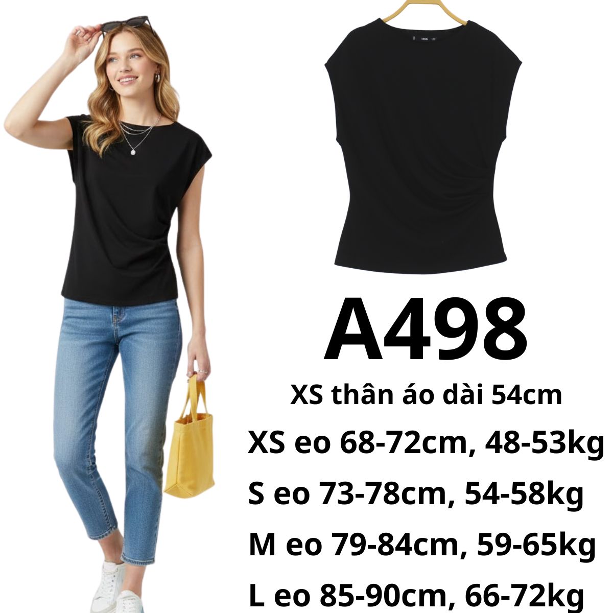 A498 - Áo thun kiểu- đen