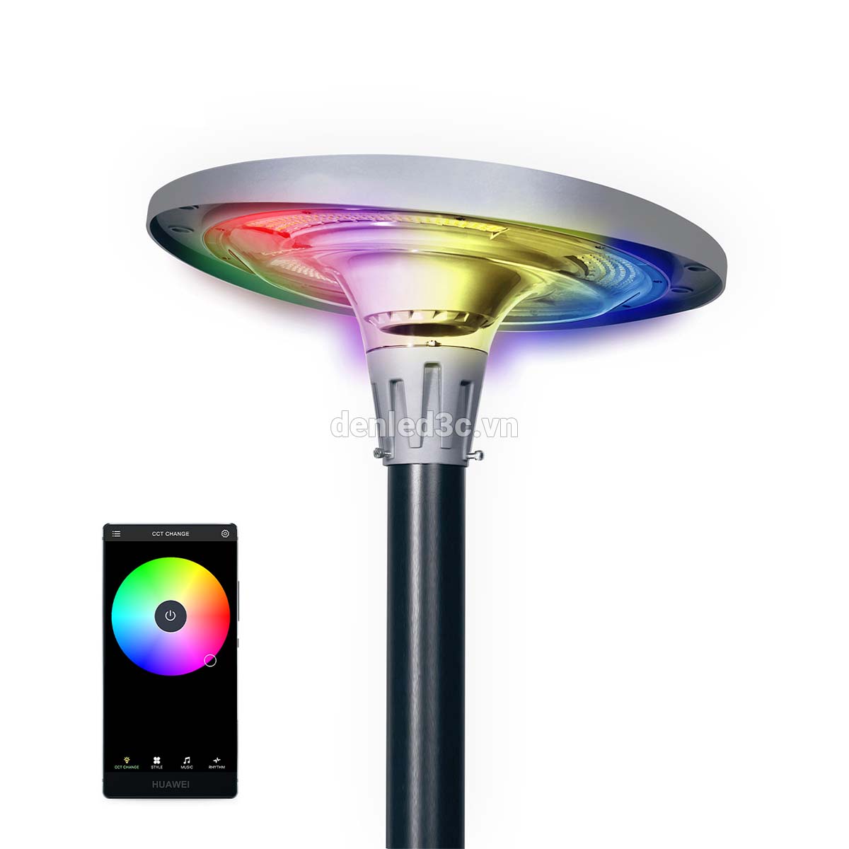 Đèn Năng Lượng Mặt Trời UFO Đĩa Tròn RGB Điều khiển App điện thoại