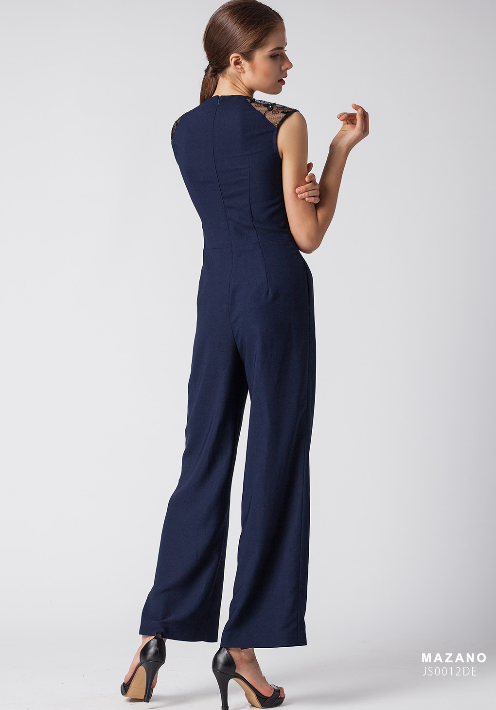 Bộ Áo liền Quần Jumsuit xanh phối ren đính đá_thumbnail_2