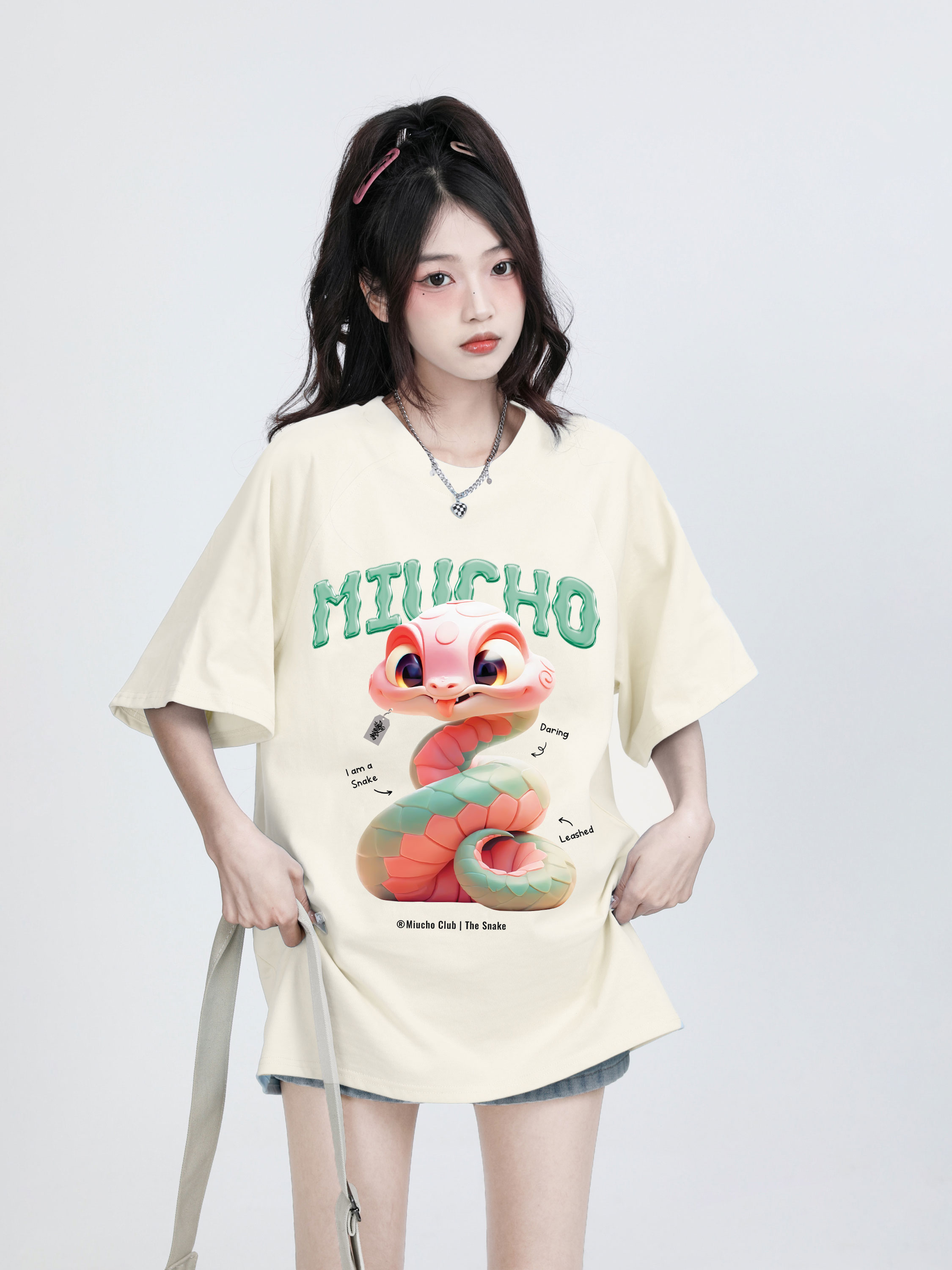 Áo thun form rộng 12 con giáp tuổi Tỵ ATD1246 Miucho tay ngắn cổ tròn in mix_thumbnail_9