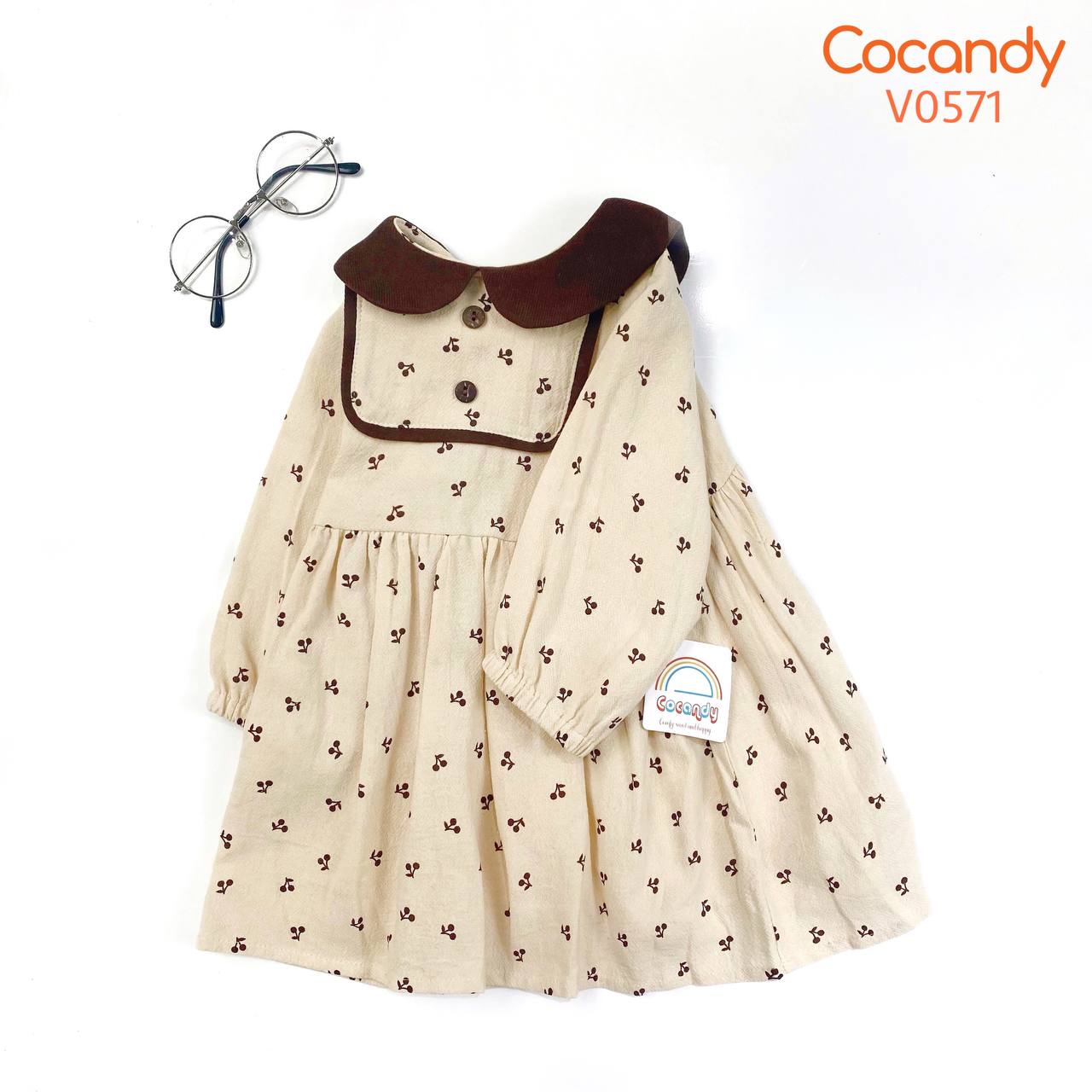 Váy dài BE cherry phối cổ NÂU_thumbnail_3