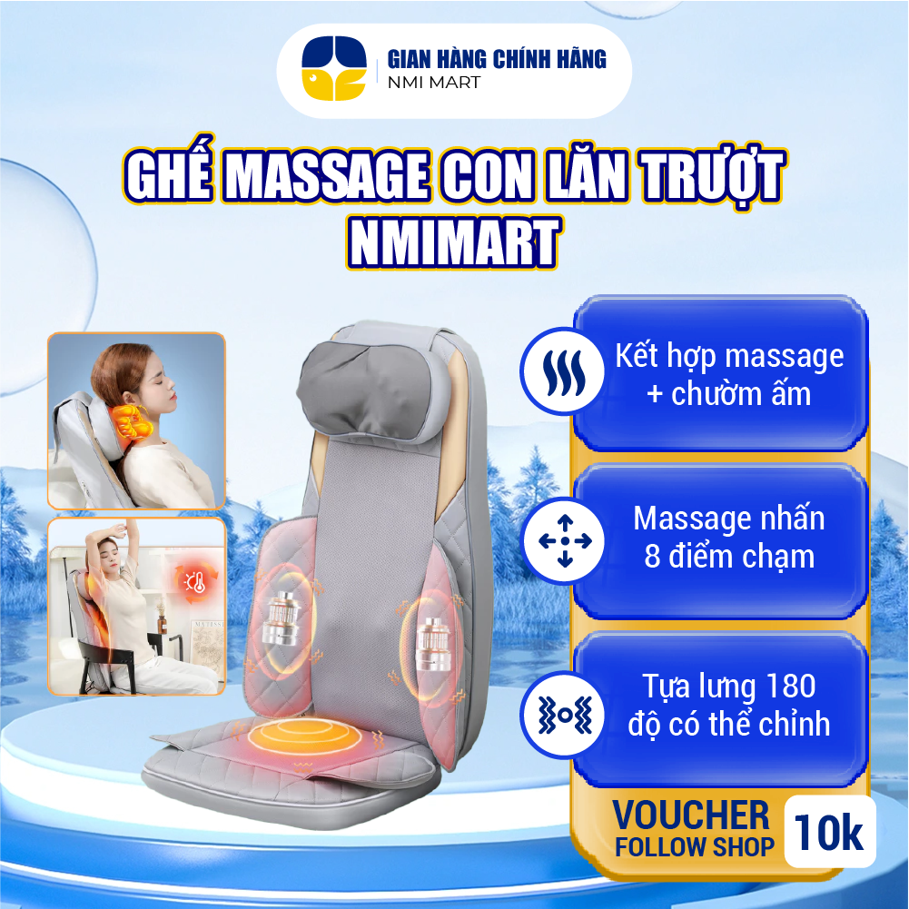 Ghế Mát Xa Lưng Toàn Thân NMI MART Massage Chườm Nóng Đa Vùng - GMS02-GOI