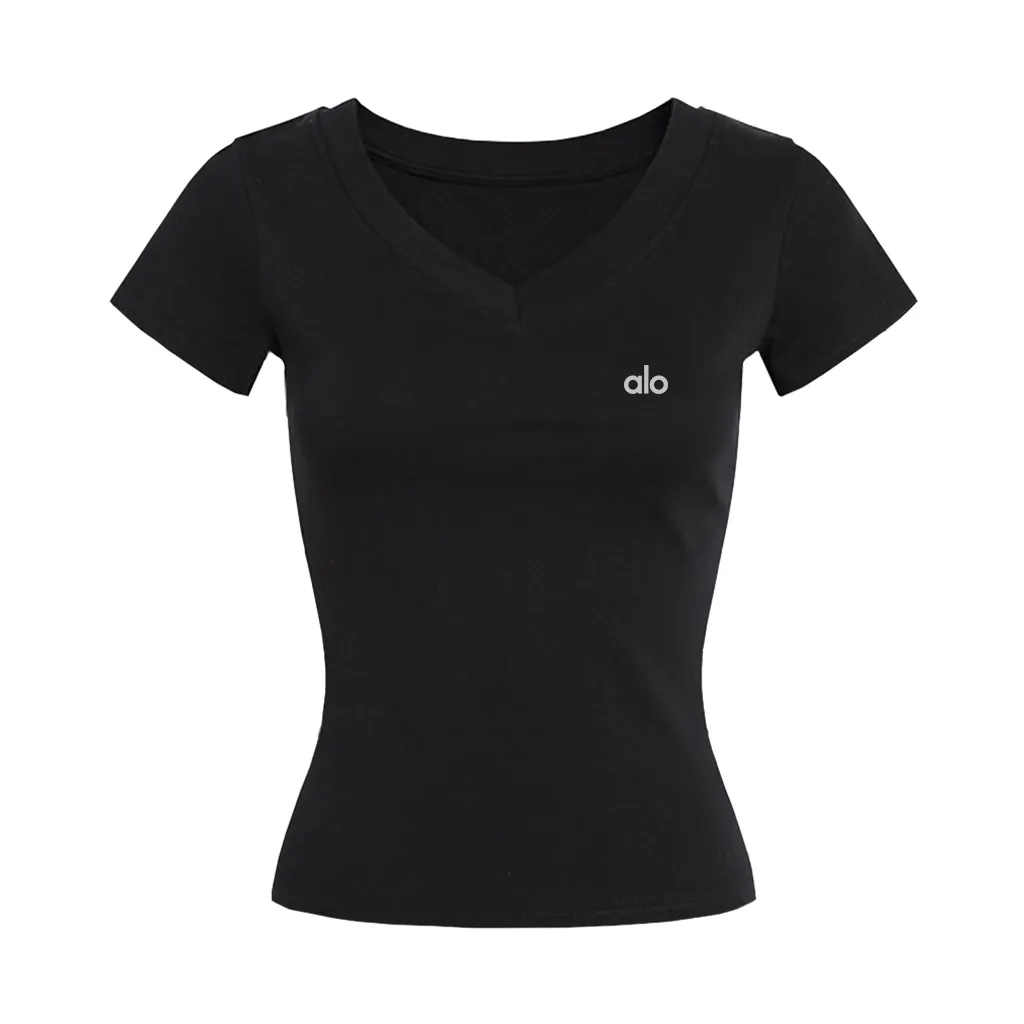 Áo ôm body cổ tim Miucho vải visco thoáng mát tay ngắn cổ tròn in chữ alo basic size S M L 2564_thumbnail_7