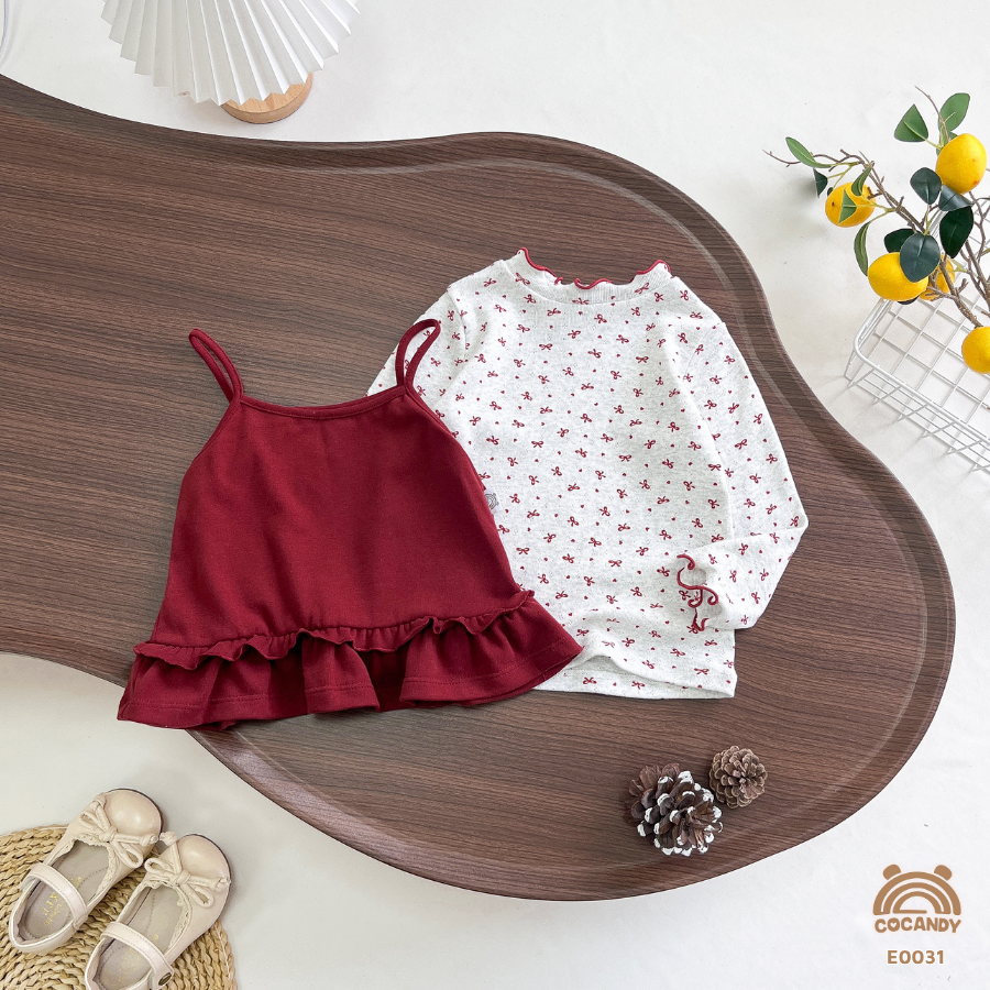 Set áo dài ĐỎ yếm hoa nhí cổ viền bèo_thumbnail_3