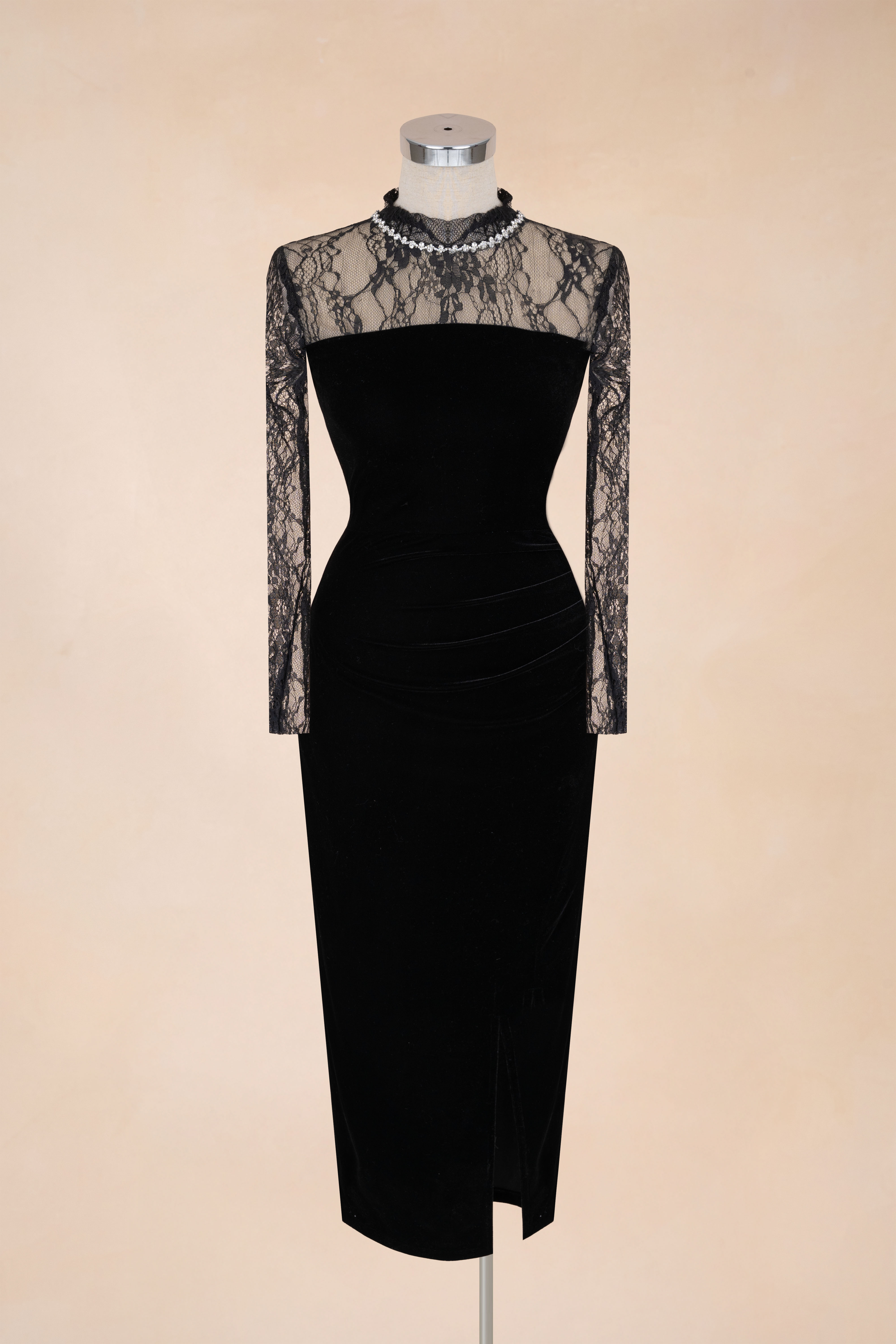 Đầm Bút Chì Mix Cổ Đá Dáng Dài