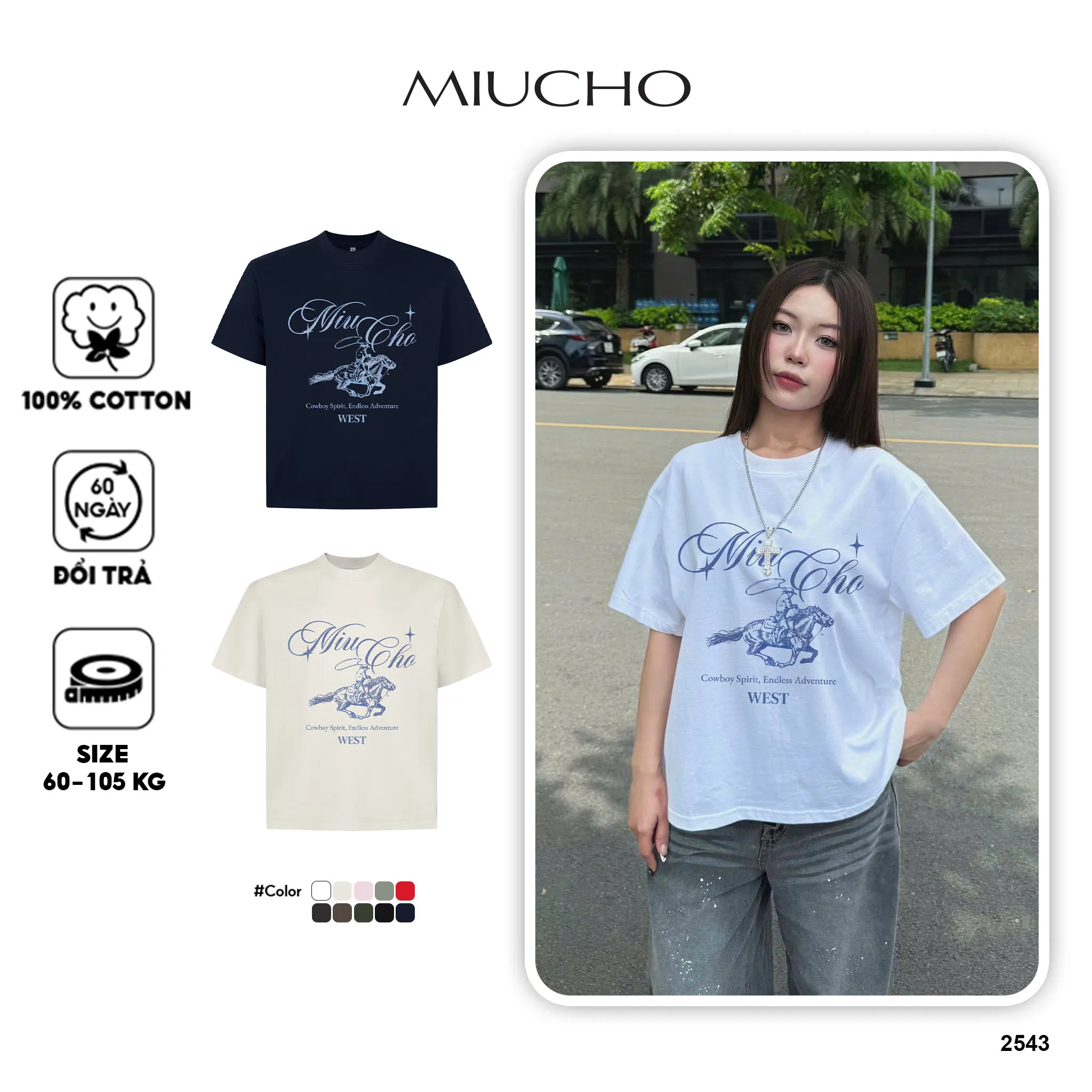 Áo thun nam form boxy thiết kế cổ điển 2543 Miucho Club vải cotton thoáng mát mặc thoải mái cả ngày_thumbnail_1