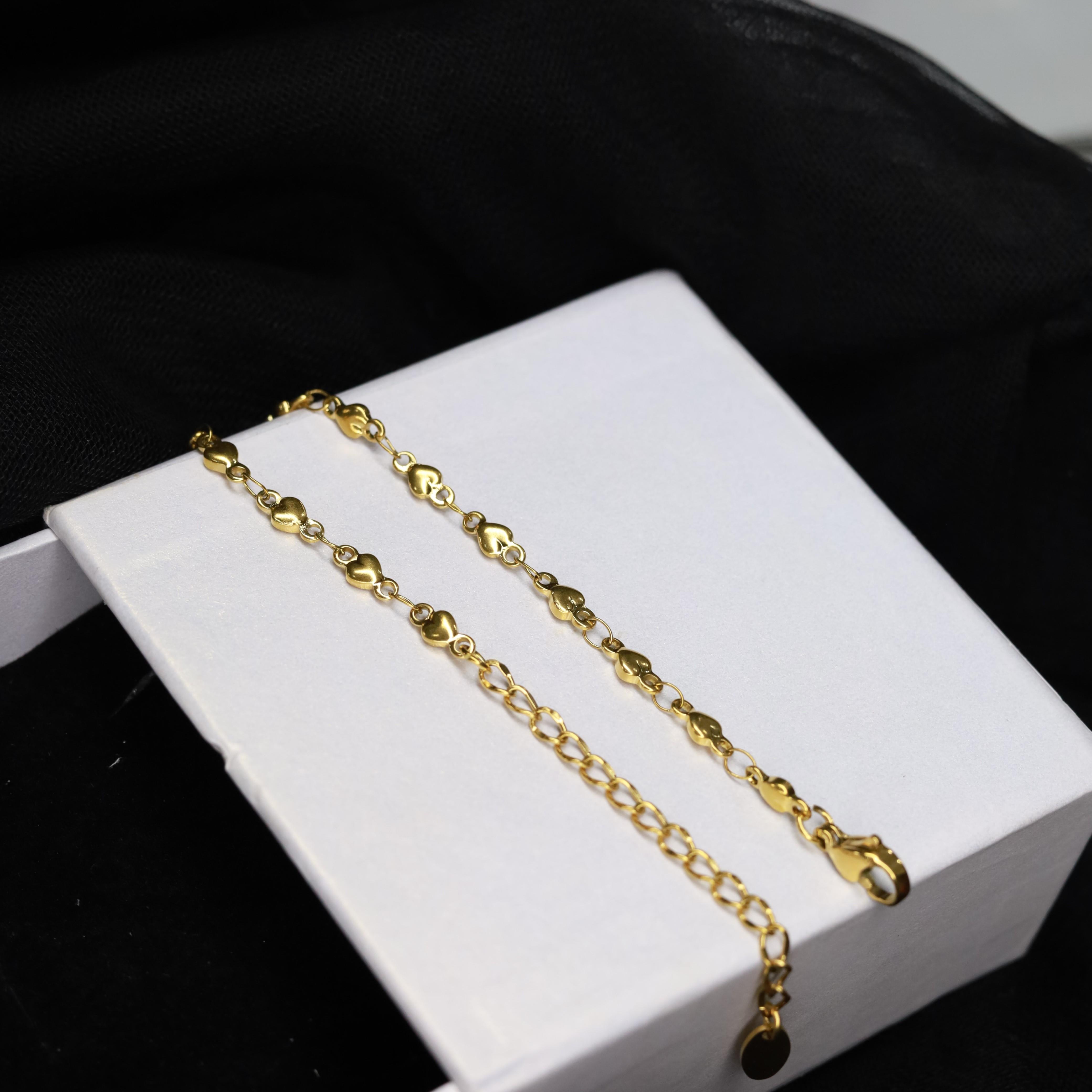 Vòng tay titan mạ vàng 18K mắc xích tim_thumbnail_3