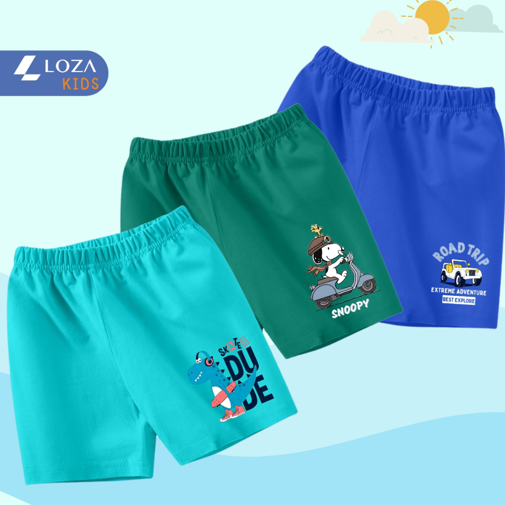 Quần đùi bé trai Snoopy, khủng long, ô tô hè 2025 - Quần đùi bé nam 15-40kg - Loza Kids QU002_thumbnail_7