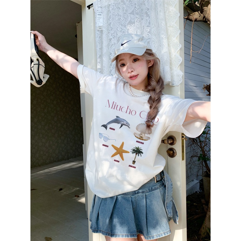 Áo thun đi biển form rộng mùa hè unisex ATD1053 Miucho tay lỡ cổ tròn in mix_thumbnail_7