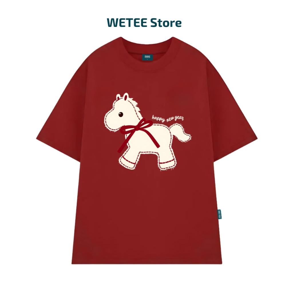 Áo thun unisex UX30-1129 hình Ngựa Happy New Year dáng oversized WETEE_thumbnail_1