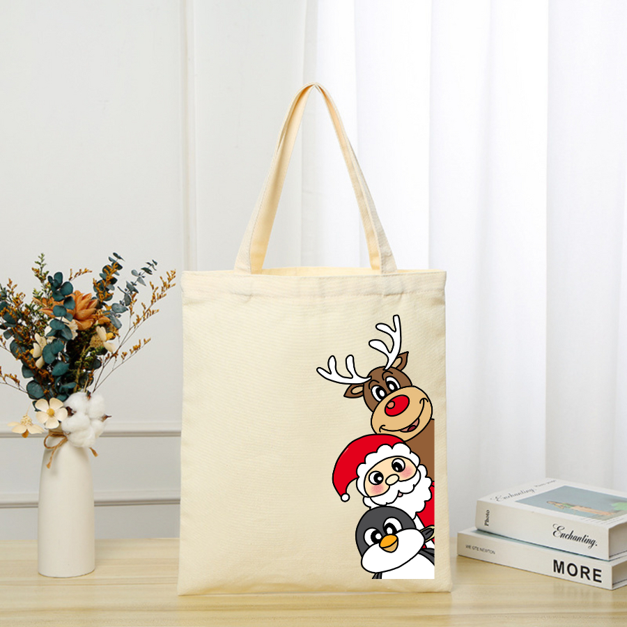 Túi vải canvas hình ông già Noel và người tuyết, có khoá kéo và ngăn phụ - 𝐖𝐞 𝐓𝐞𝐞 TOTE06_thumbnail_6