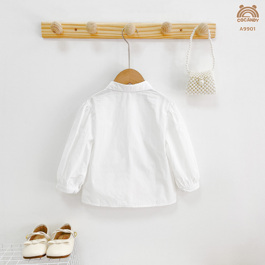 Áo dài TRẮNG sơ mi tay phồng phối ren dọc_thumbnail_2