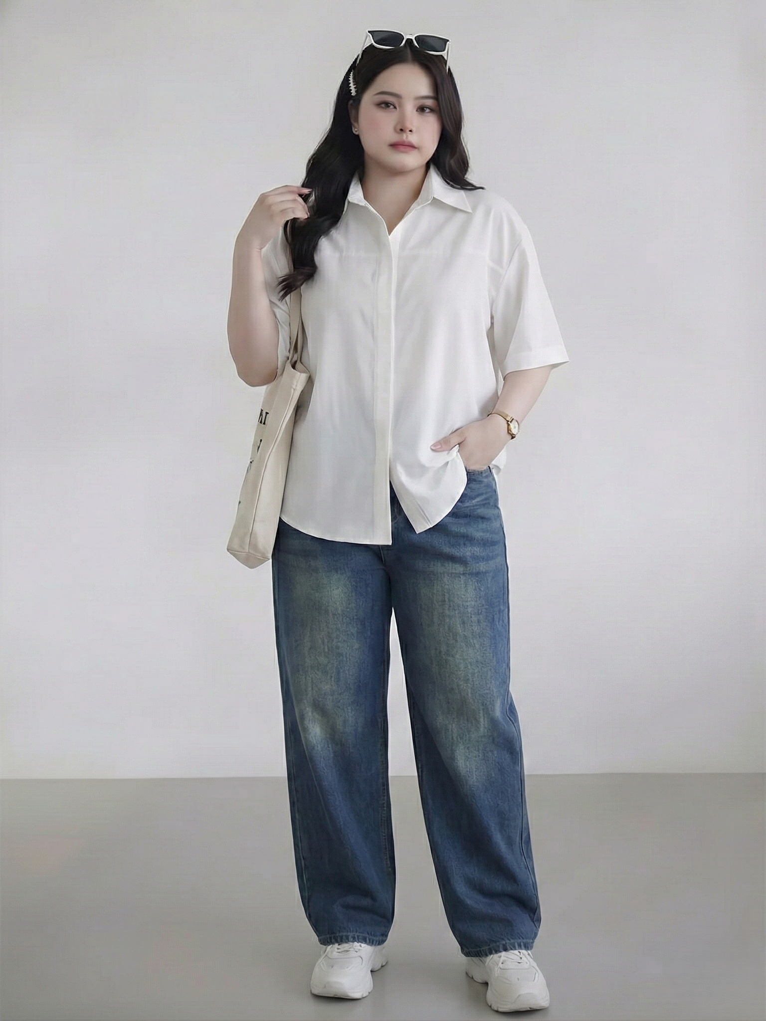 BIGSIZE- Quần jean suông 97cm T-QJ5027 dành cho nàng béo