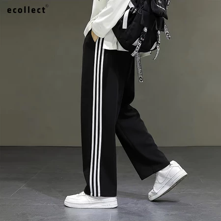 Quần ống rộng nỉ 3 sọc cho cả nam và nữ Ecollect