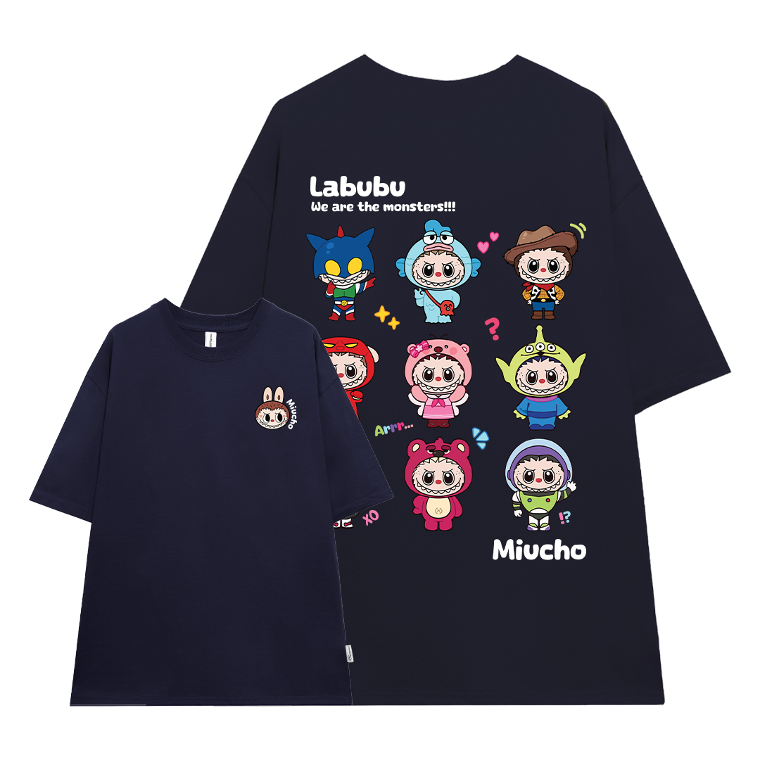 Áo thun labubu form rộng hottrend ATD1270 Miucho vải cotton thoáng mát cổ tròn in mix_thumbnail_18