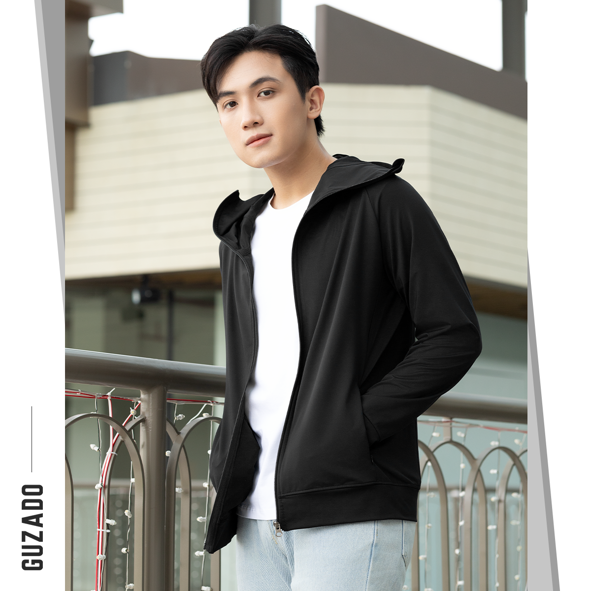 Áo Chống Nắng 2 Lớp Unisex Thông Hơi Khóa Kéo Mũ Trùm Kín Mặt Chống Tia UV GCN02