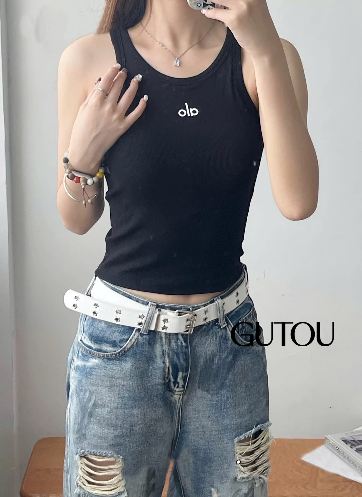 [ GUTOU ] Áo Ba Lỗ Basic Thêu 