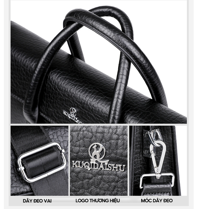 Cặp da nam công sở văn phòng thương hiệu KUQIDAISHU đựng máy tính laptop giấy tờ A4 chống nước  chống trầy xước da PU cao cấp_thumbnail_8