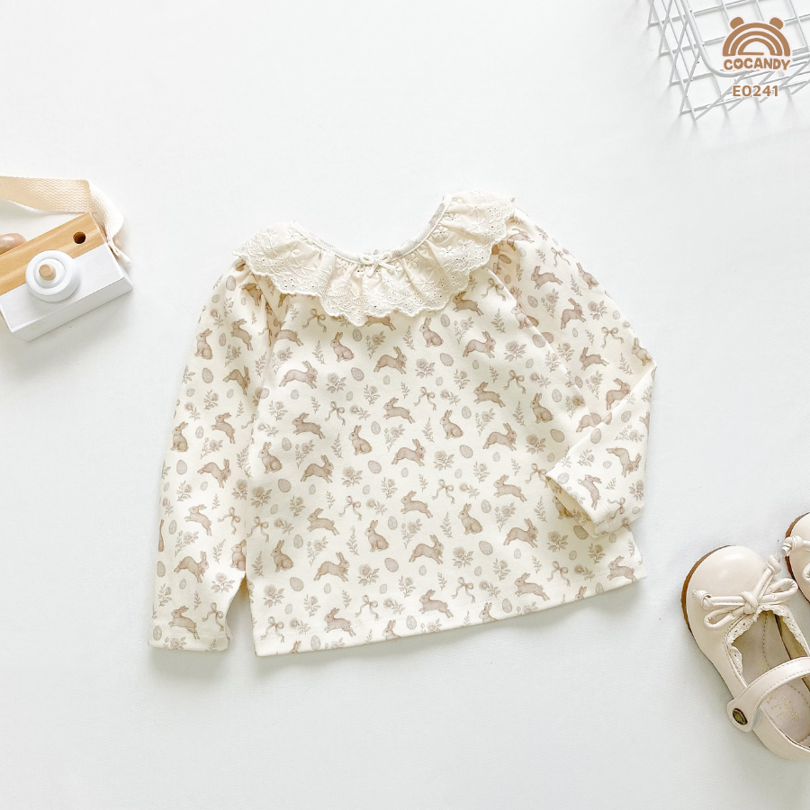 Áo dài BE họa tiết thỏ cổ ren bèo_thumbnail_1