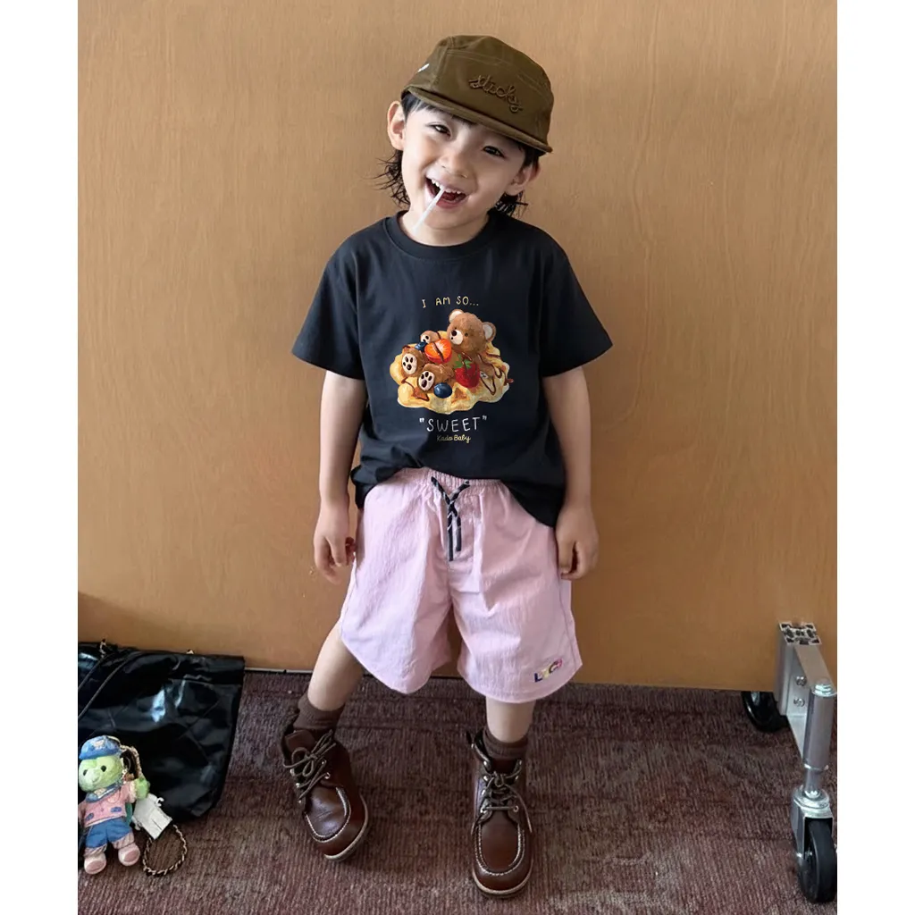 Áo thun bé gái form rộng Kado vải cotton thoáng mát mềm mại Gấu Teddy đáng yêu in mix 2925_thumbnail_2