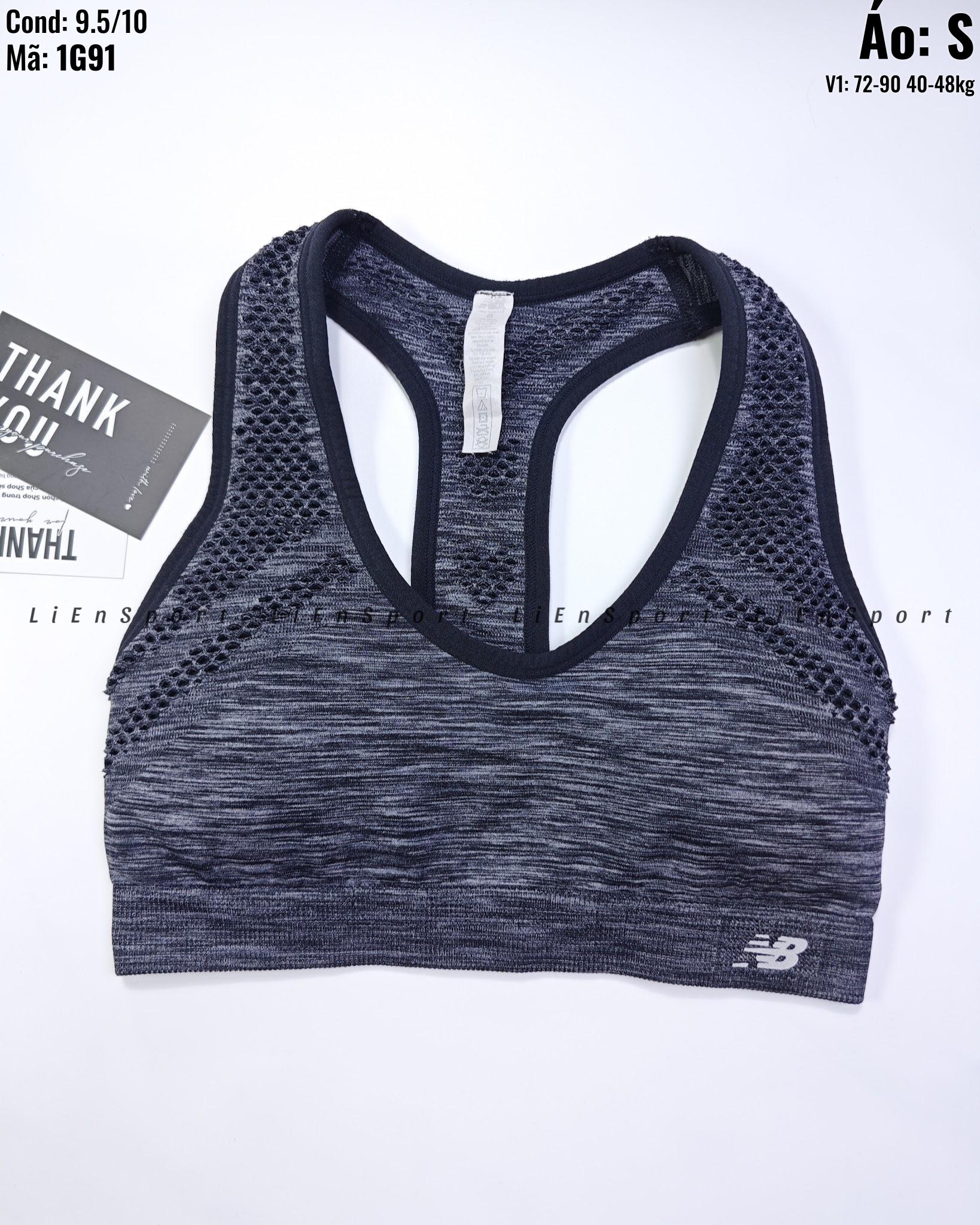 New Balance Áo bra thể thao Nữ Size S Xám phối đen Auth 2nd Lưng chữ X thoáng khí Vải co giãn tốt Họa tiết lưới sườn Phù hợp yoga gym chạy bộ Mã:1G91