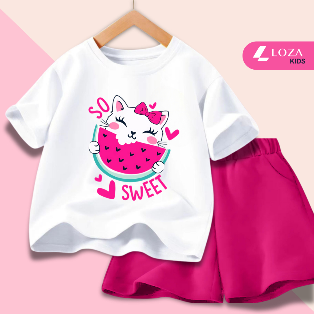 Bộ đồ bé gái in hình Kurumi, Labubu, My Melody... - Loza Kids BD009