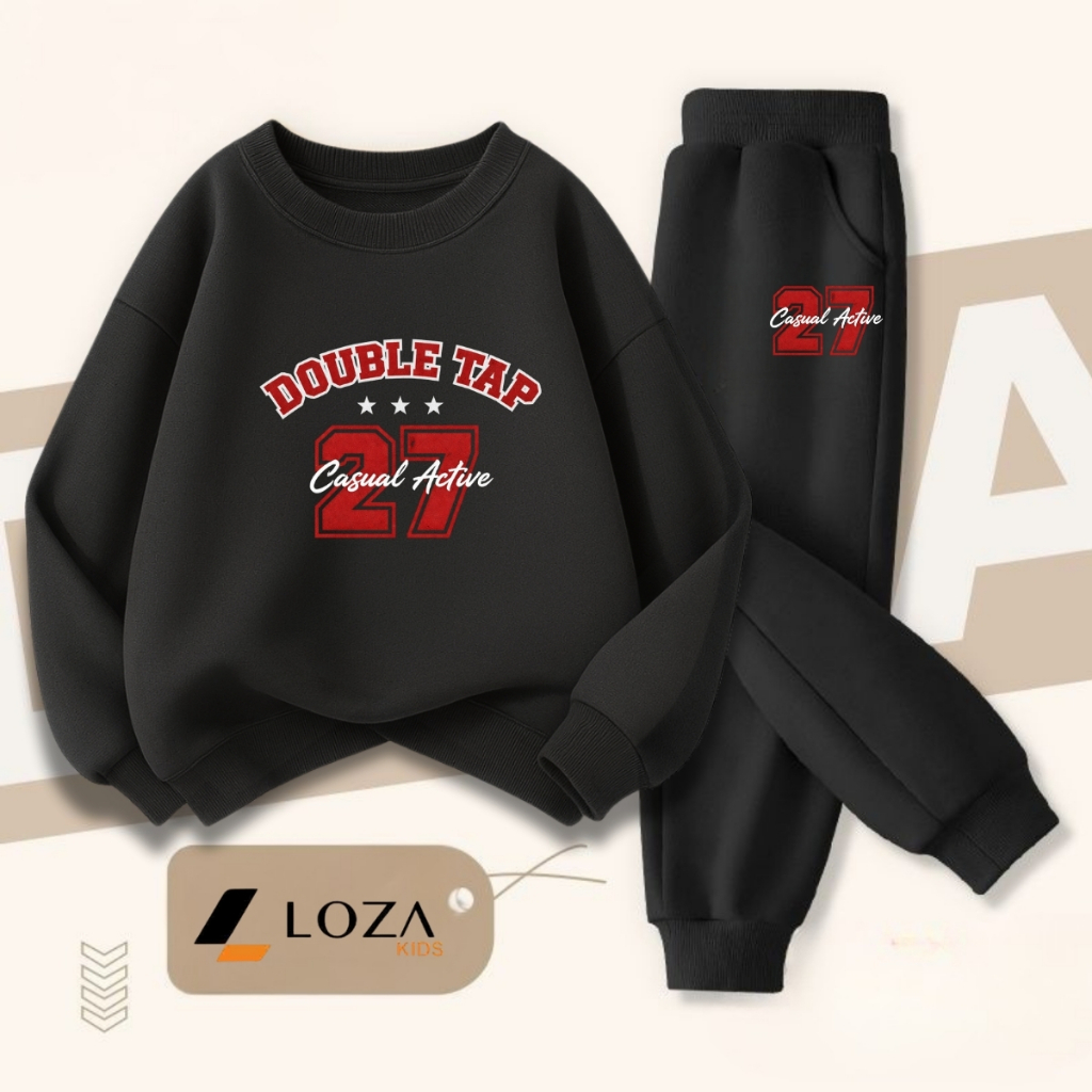 Bộ nỉ cho bé trai màu đen in nhiều hình size 18-42kg - Quần áo nỉ cho trẻ em Loza Kids BI002_thumbnail_2