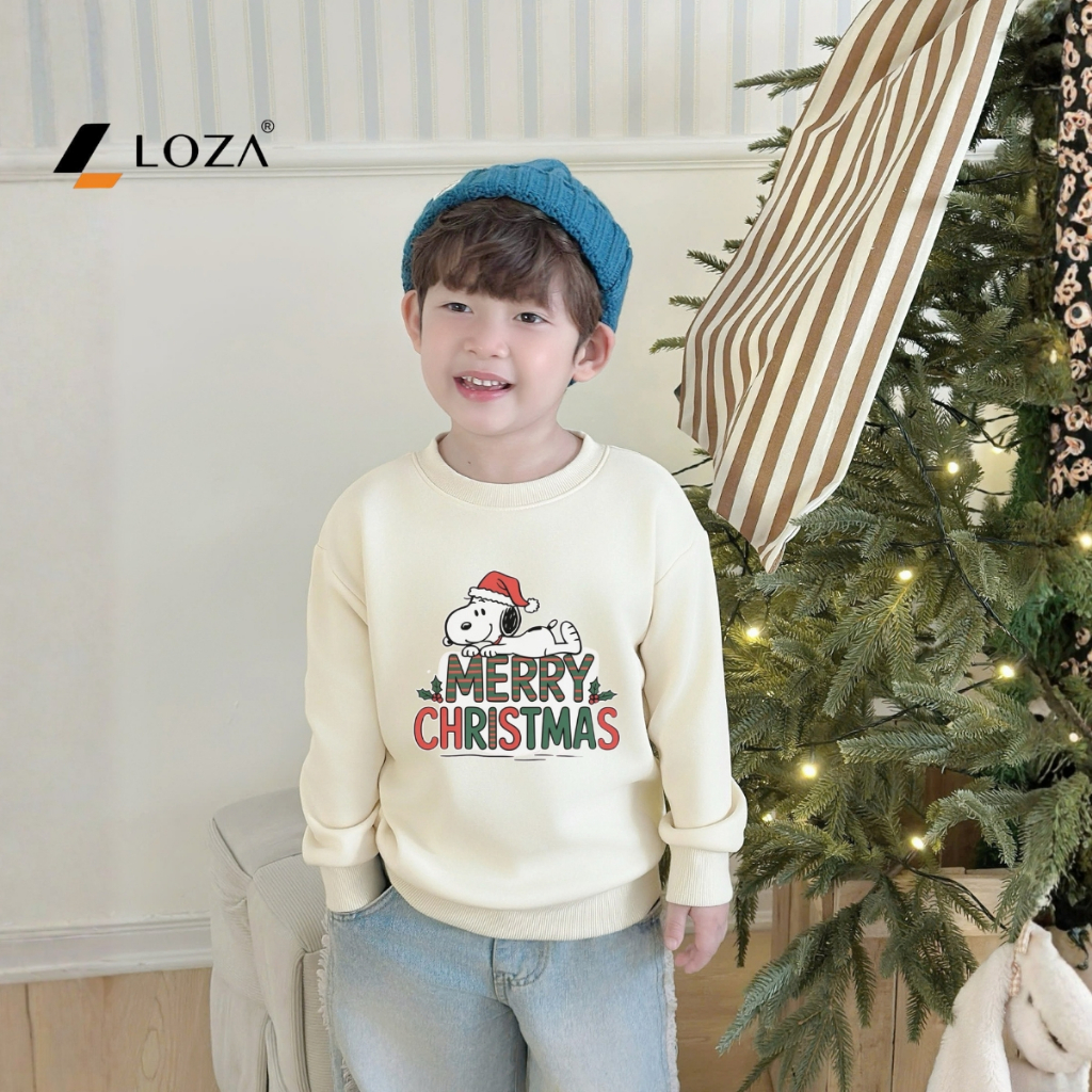 Áo nỉ Noel bé trai hình Cún Snoopy đội mũ Noel - Loza Kids G0431_thumbnail_6