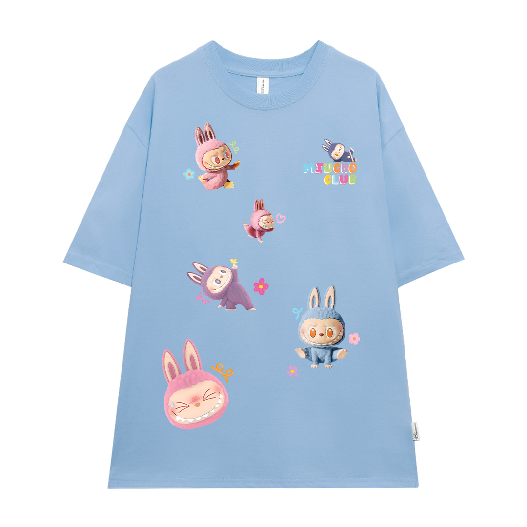 Áo phông labubu form rộng nhiều màu ATD1450 Miucho vải cotton cổ tròn in mix_thumbnail_16