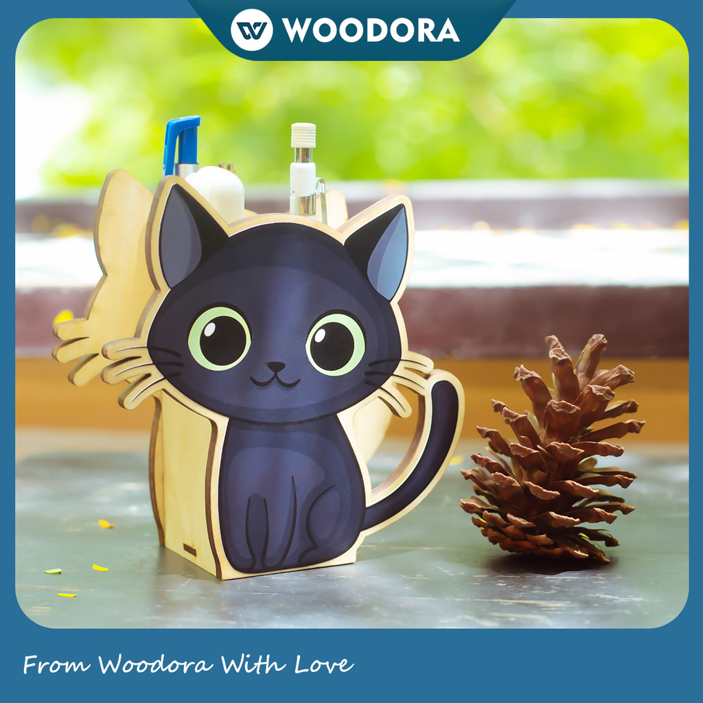 Hộp Bút Mèo Đáng Yêu - Hộp bút gỗ hình chú mèo nhỏ xinh