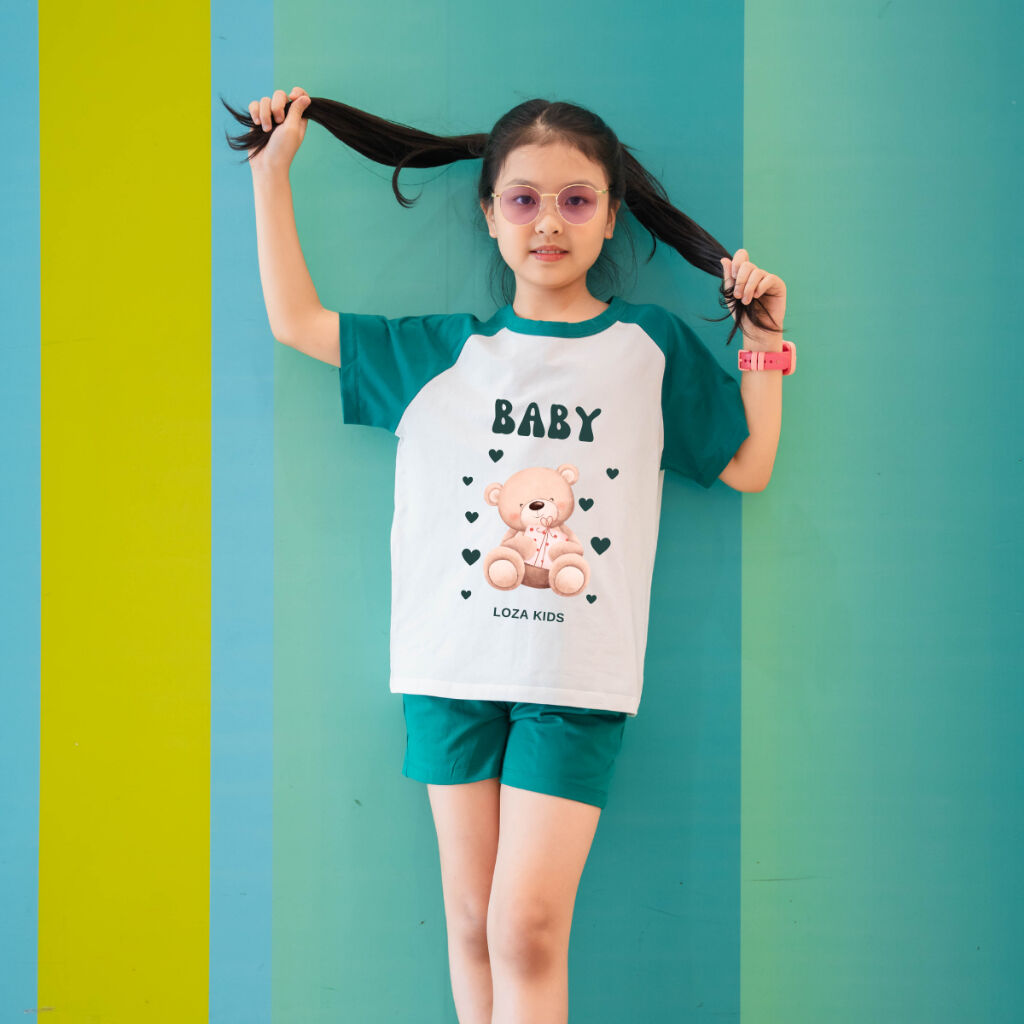 Bộ quần áo bé gái  phối màu in hình nhiều mẫu - Loza G0184_thumbnail_4