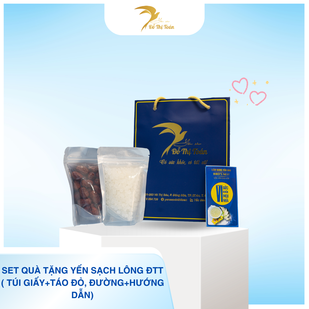 [H9] SET QUÀ TẶNG YẾN SẠCH LÔNG ĐTT ( TÚI GIẤY+TÁO ĐỎ, ĐƯỜNG+HƯỚNG DẪN)