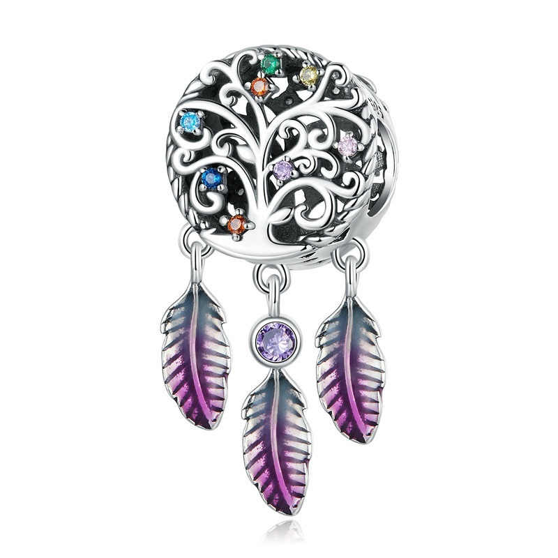CL201 - Charm lẻ dreamcatcher lông vũ hồng