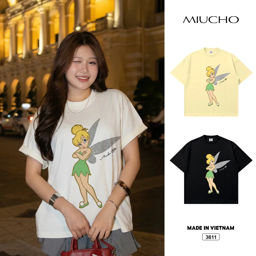 Áo thun nữ form boxy Tiinker Bell Miucho 3611
