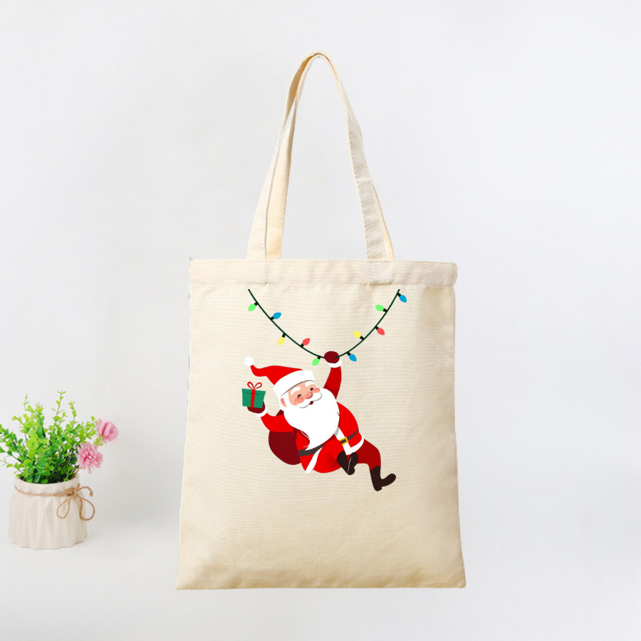 Túi vải canvas hình ông già Noel và người tuyết, có khoá kéo và ngăn phụ - 𝐖𝐞 𝐓𝐞𝐞 TOTE06_thumbnail_12