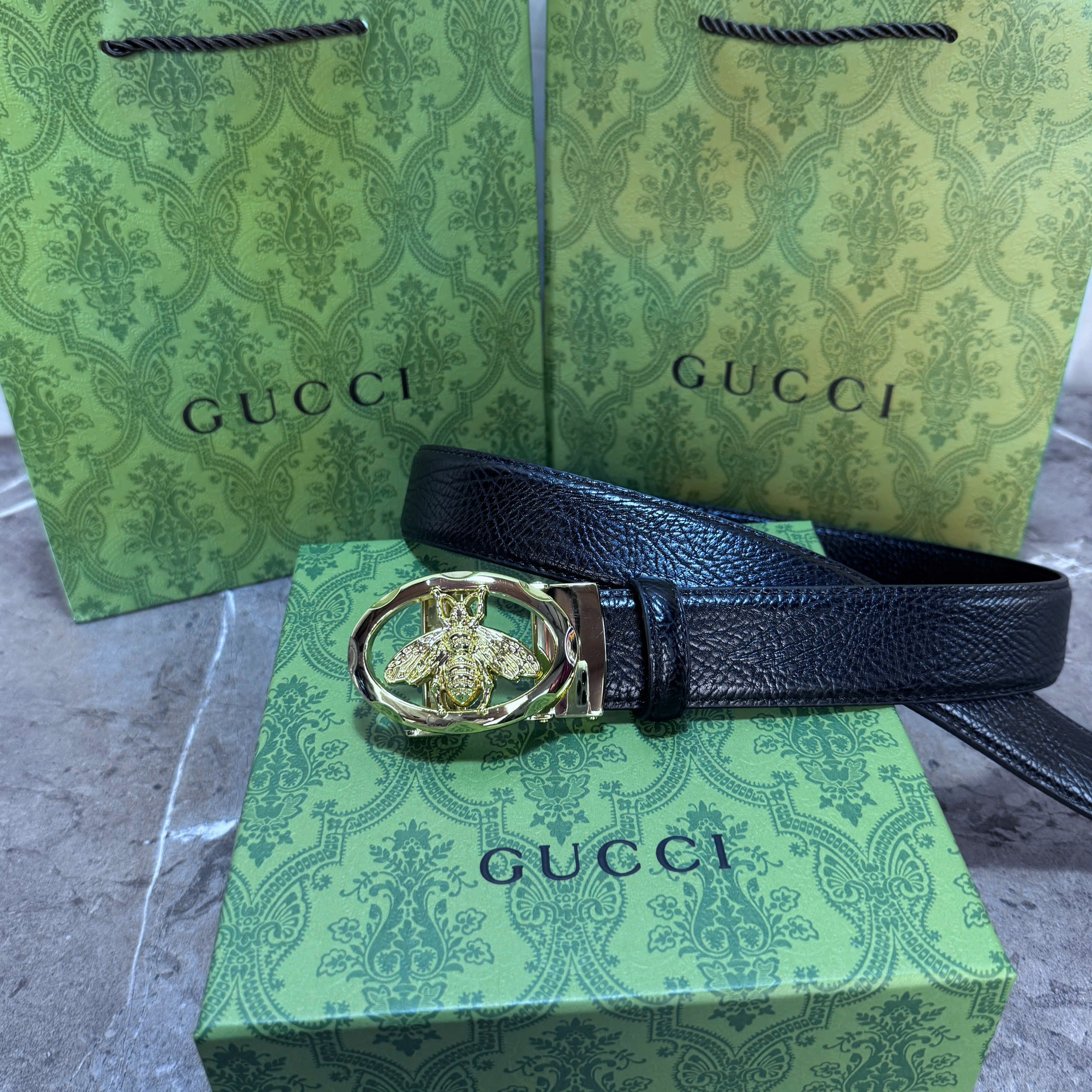 Thắt lưng Gucci Bee Buckle Leather Belt_thumbnail_3