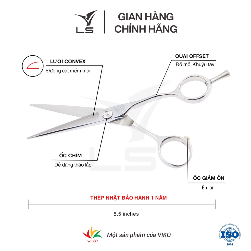 Kéo cắt tóc Viko LS JP551 - bảo hành 1 năm_thumbnail_8